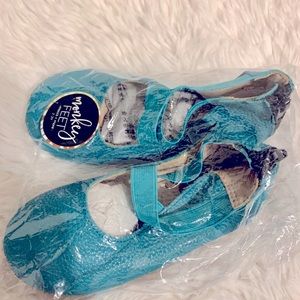 NWT! Monkey Feet Blue Lagoon Ballet Flats 2-3yo